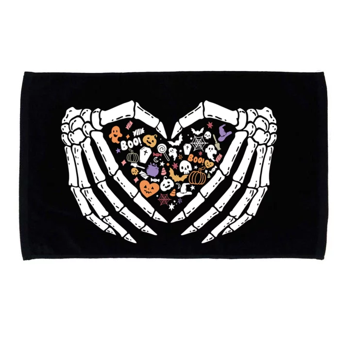 Halloween Skeleton Hand Sign Heart Gift Microfiber Hand Towel