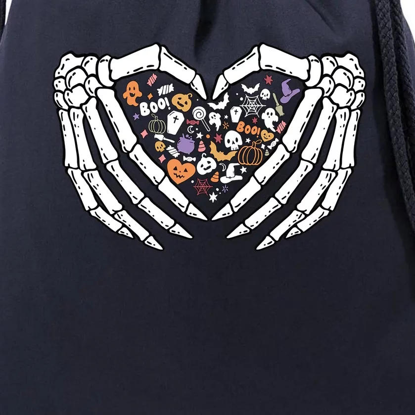 Halloween Skeleton Hand Sign Heart Gift Drawstring Bag