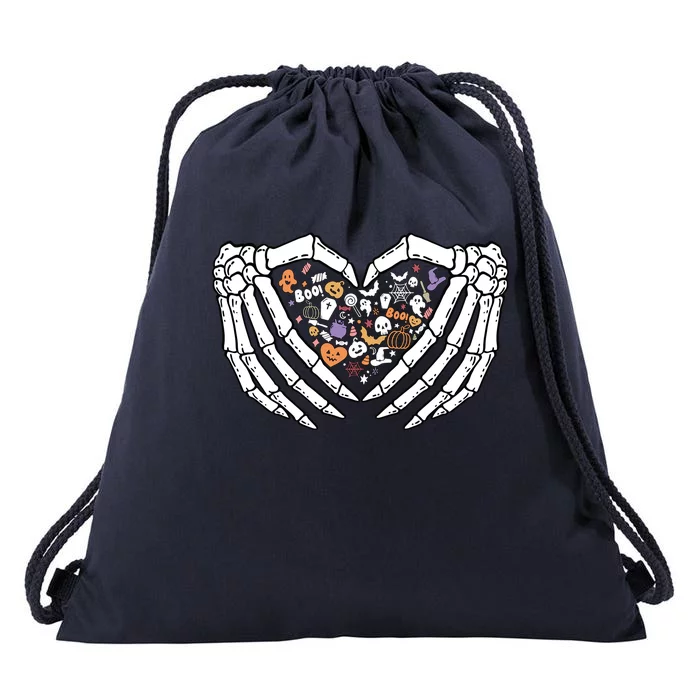 Halloween Skeleton Hand Sign Heart Gift Drawstring Bag