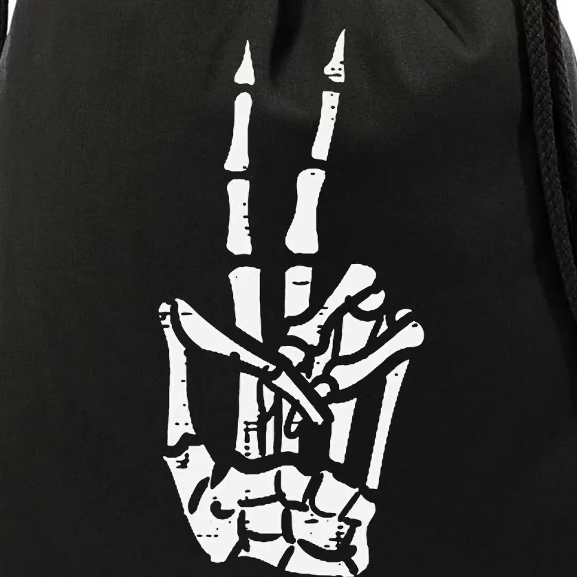 Halloween Skeleton Hand Peace Costume Pocket Drawstring Bag