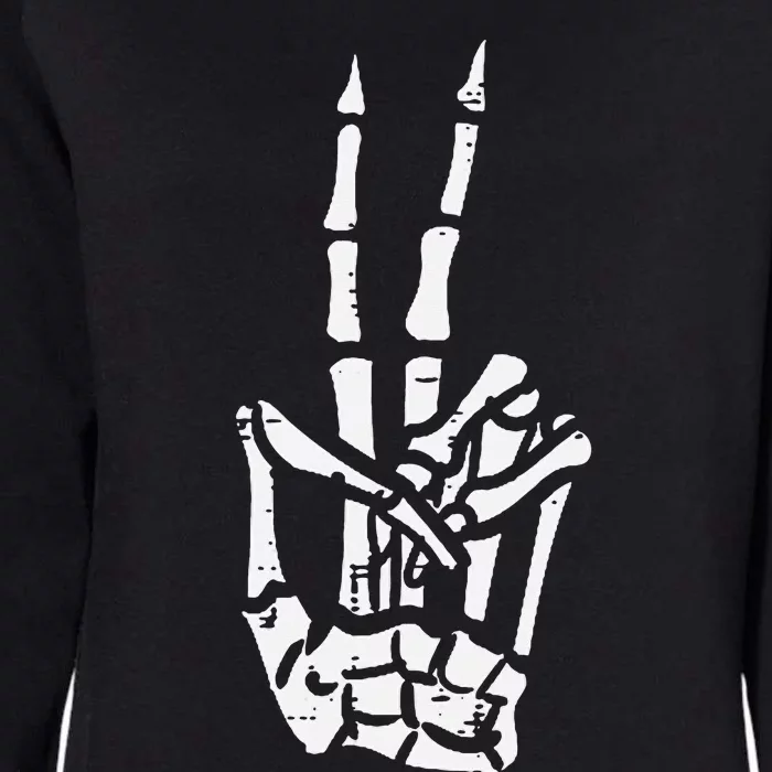 Halloween Skeleton Hand Peace Costume Pocket Womens California Wash Sweatshirt