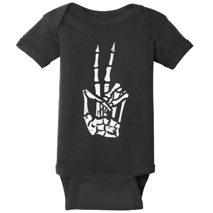 Halloween Skeleton Hand Peace Costume Pocket Baby Bodysuit