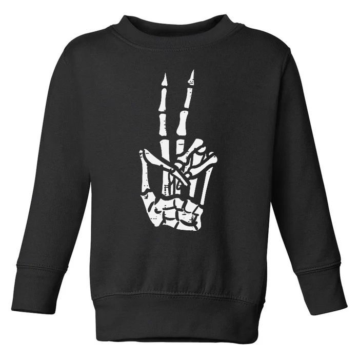 Halloween Skeleton Hand Peace Costume Pocket Toddler Sweatshirt