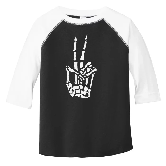 Halloween Skeleton Hand Peace Costume Pocket Toddler Fine Jersey T-Shirt