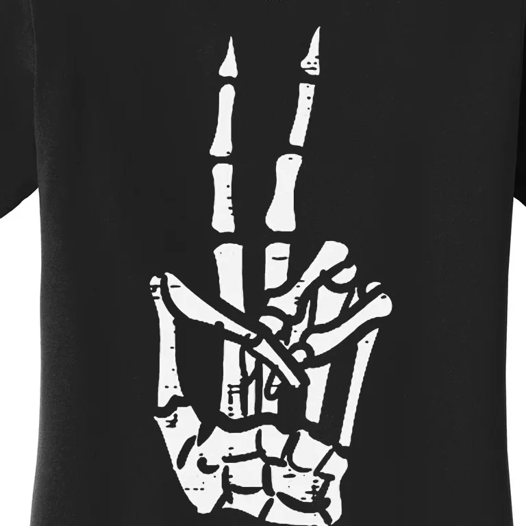 Halloween Skeleton Hand Peace Costume Pocket Women's T-Shirt