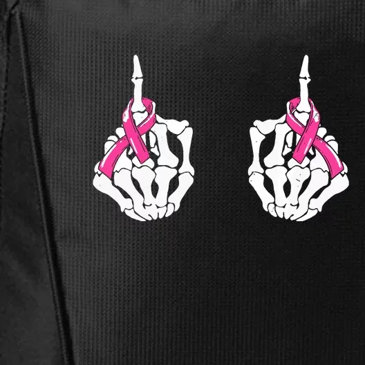 Hallowen Skeleton Hand Fuck Cancer Pink Funny Breast Cancer Awareness Gift City Backpack