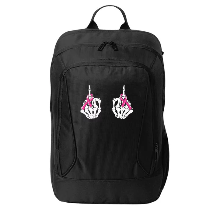 Hallowen Skeleton Hand Fuck Cancer Pink Funny Breast Cancer Awareness Gift City Backpack