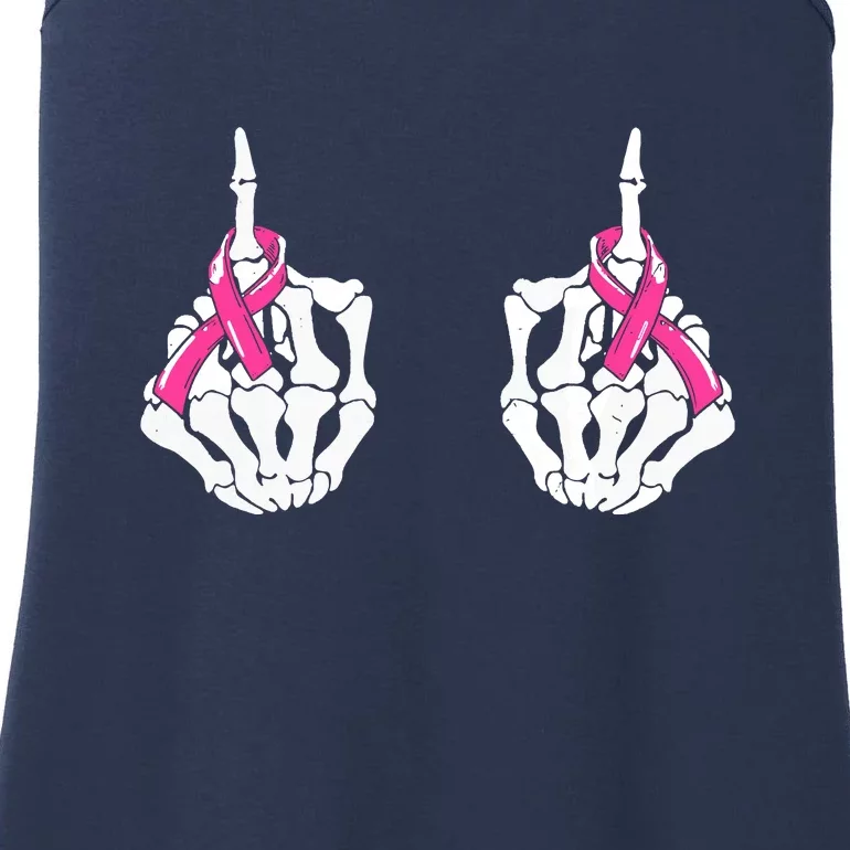 Hallowen Skeleton Hand Fuck Cancer Pink Funny Breast Cancer Awareness Gift Ladies Essential Tank