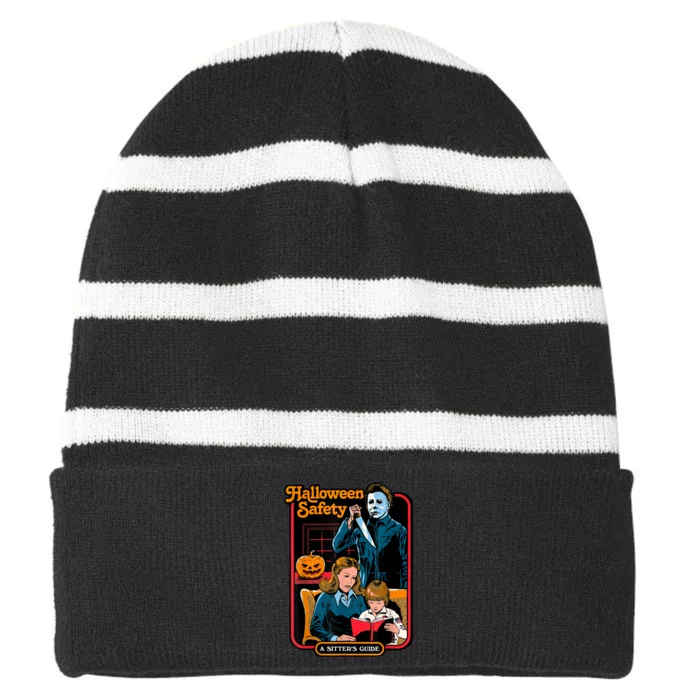 Halloween Safety Striped Beanie with Solid Band