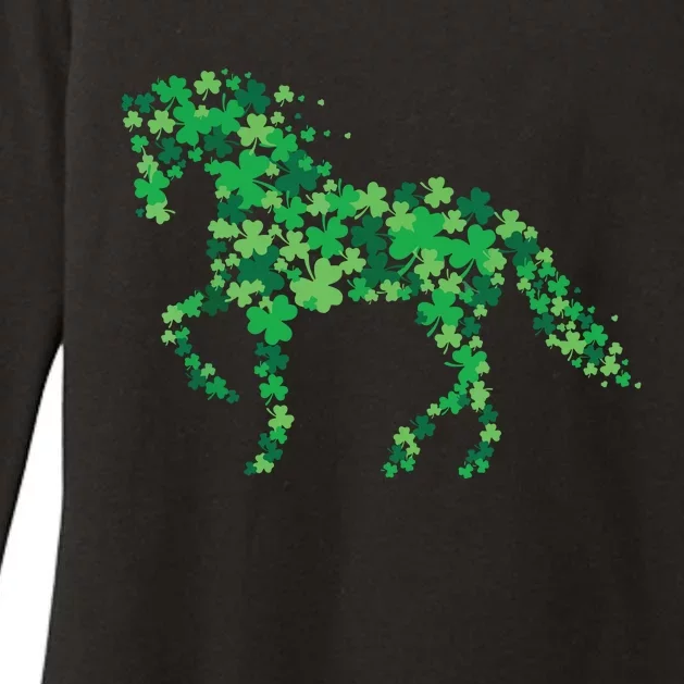 Horse Shamrock Horseback Riding Equestrian Shirts Patrick Day Womens CVC Long Sleeve Shirt