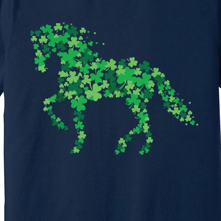 Horse Shamrock Horseback Riding Equestrian Shirts Patrick Day Premium T-Shirt