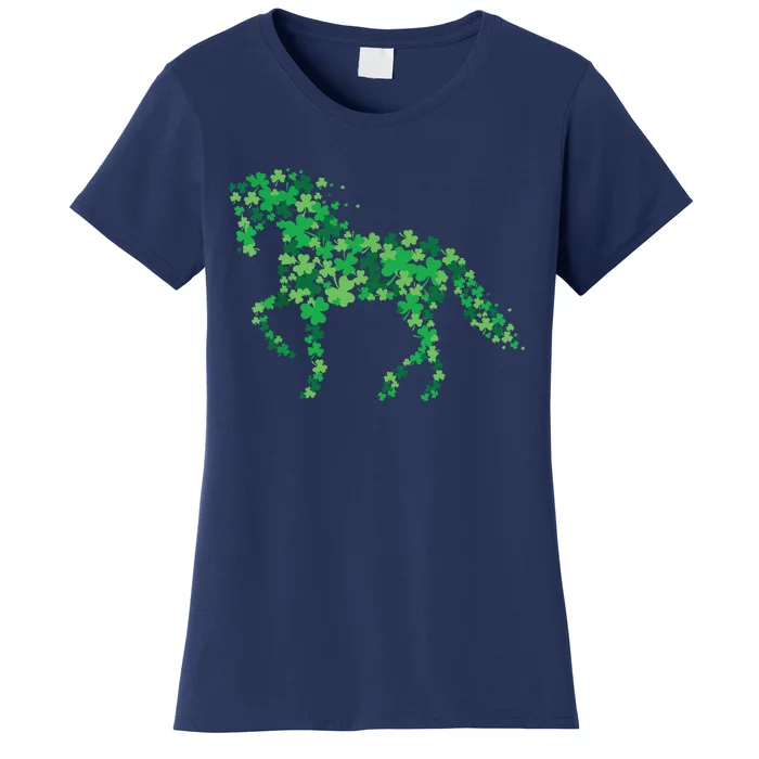 Horse Shamrock Horseback Riding Equestrian Shirts Patrick Day Women's T-Shirt