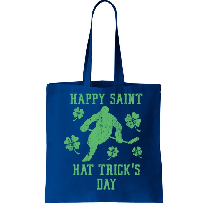 Happy Saint Hat TrickS Day St Patricks Day Funny Ice Hockey Meaningful Gift Tote Bag