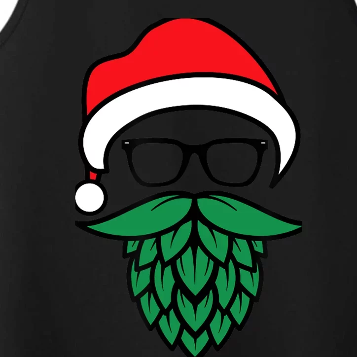 Hipster Santa Hops Beard Christmas For Beer Lovers Performance Tank