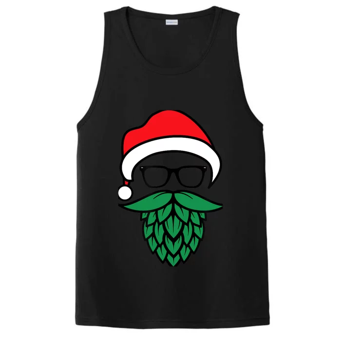 Hipster Santa Hops Beard Christmas For Beer Lovers Performance Tank