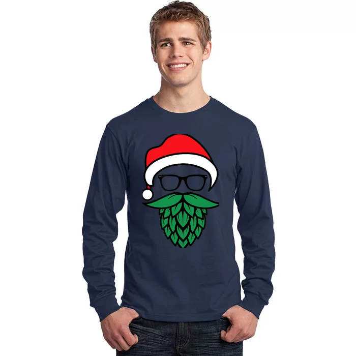 Hipster Santa Hops Beard Christmas For Beer Lovers Tall Long Sleeve T-Shirt