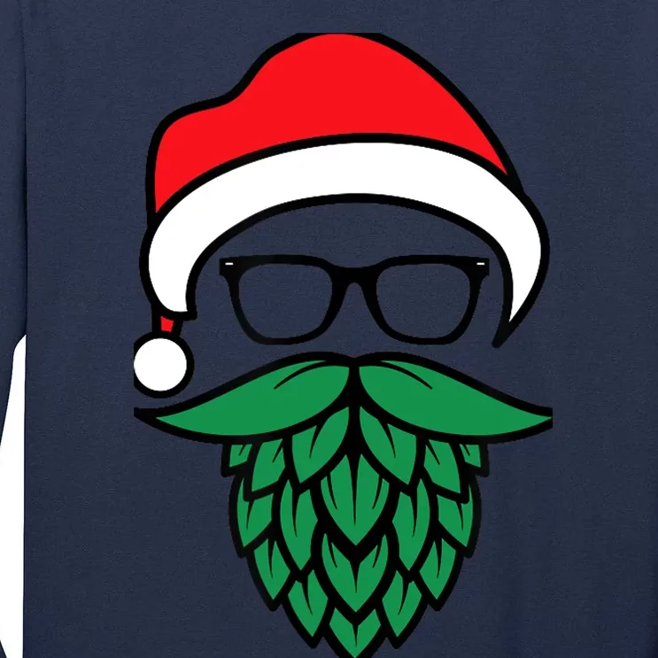 Hipster Santa Hops Beard Christmas For Beer Lovers Tall Long Sleeve T-Shirt