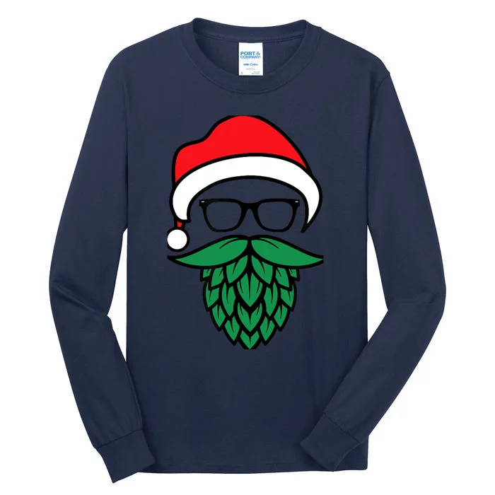 Hipster Santa Hops Beard Christmas For Beer Lovers Tall Long Sleeve T-Shirt