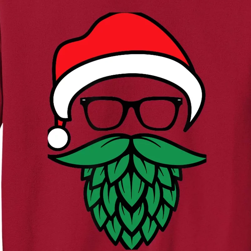 Hipster Santa Hops Beard Christmas For Beer Lovers Tall Sweatshirt