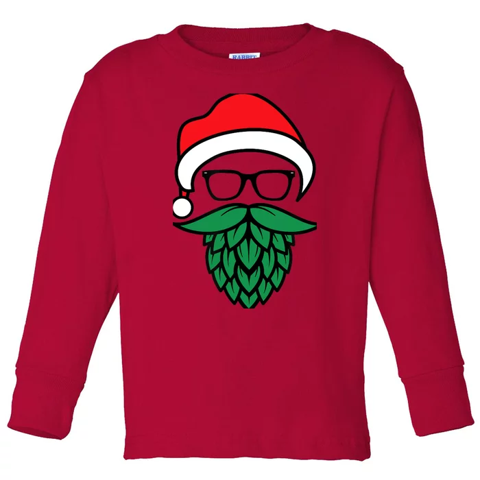 Hipster Santa Hops Beard Christmas For Beer Lovers Toddler Long Sleeve Shirt