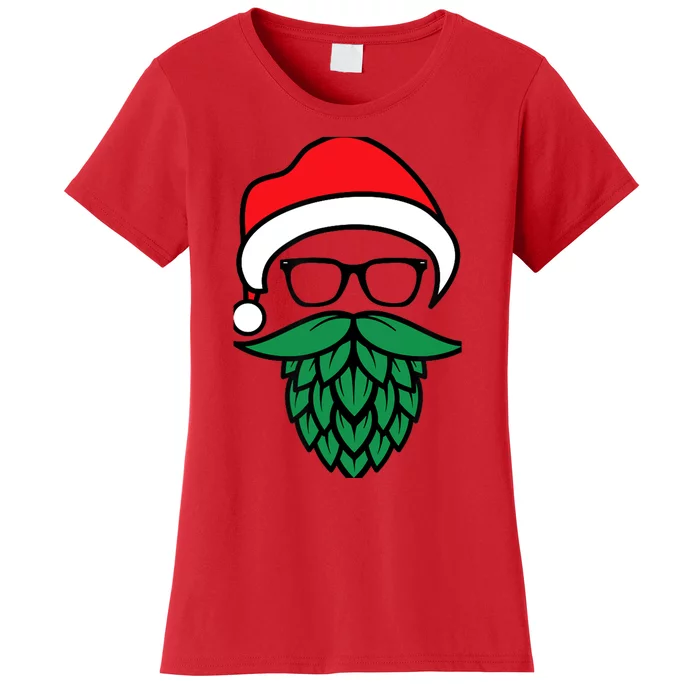 Hipster Santa Hops Beard Christmas For Beer Lovers Women's T-Shirt