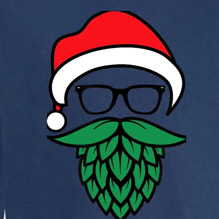 Hipster Santa Hops Beard Christmas For Beer Lovers Garment-Dyed Sweatshirt