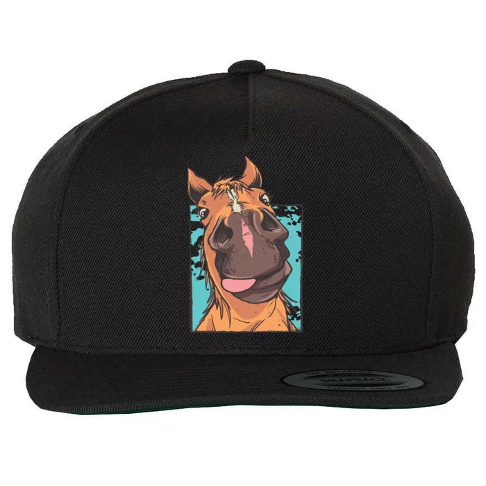 Horse Selfie Wool Snapback Cap