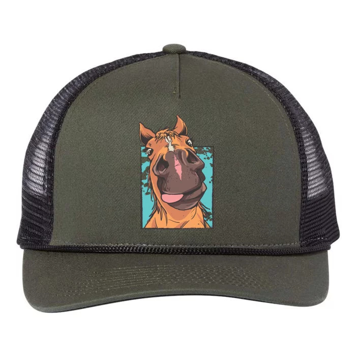 Horse Selfie Retro Rope Trucker Hat Cap