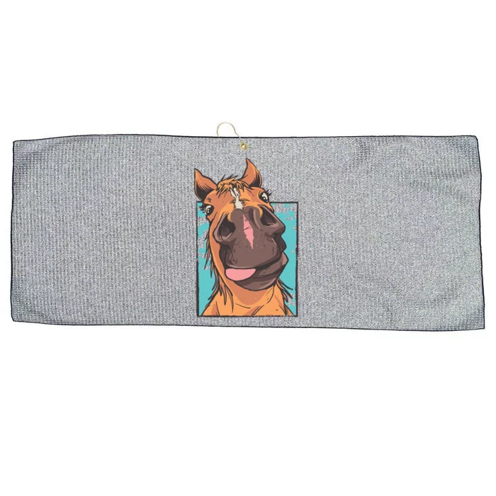 Horse Selfie Large Microfiber Waffle Golf Towel