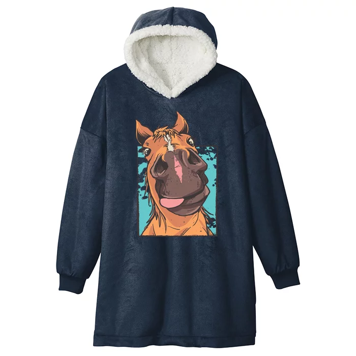 Horse Selfie Hooded Wearable Blanket