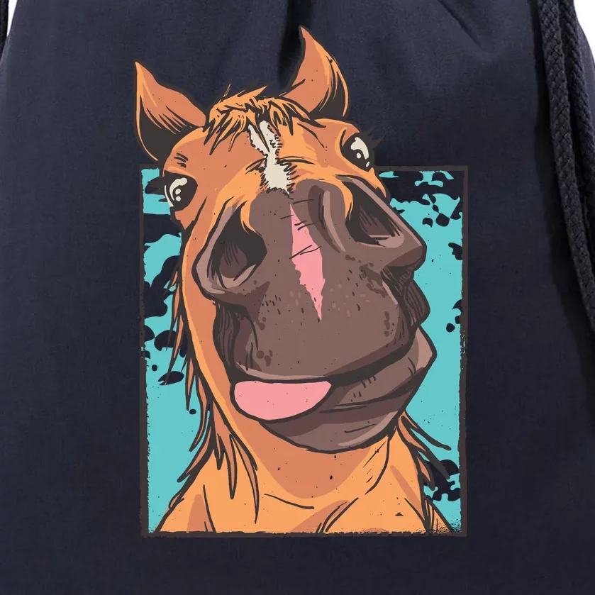 Horse Selfie Drawstring Bag