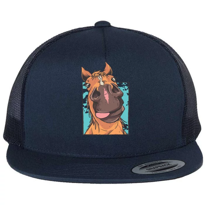 Horse Selfie Flat Bill Trucker Hat