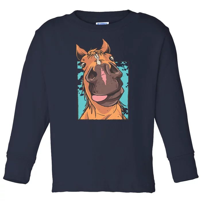 Horse Selfie Toddler Long Sleeve Shirt