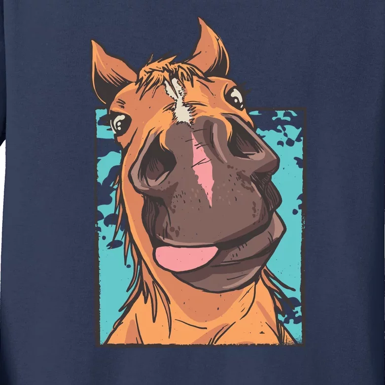 Horse Selfie Kids Long Sleeve Shirt