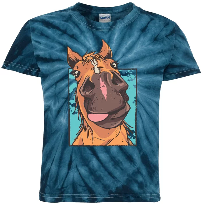 Horse Selfie Kids Tie-Dye T-Shirt