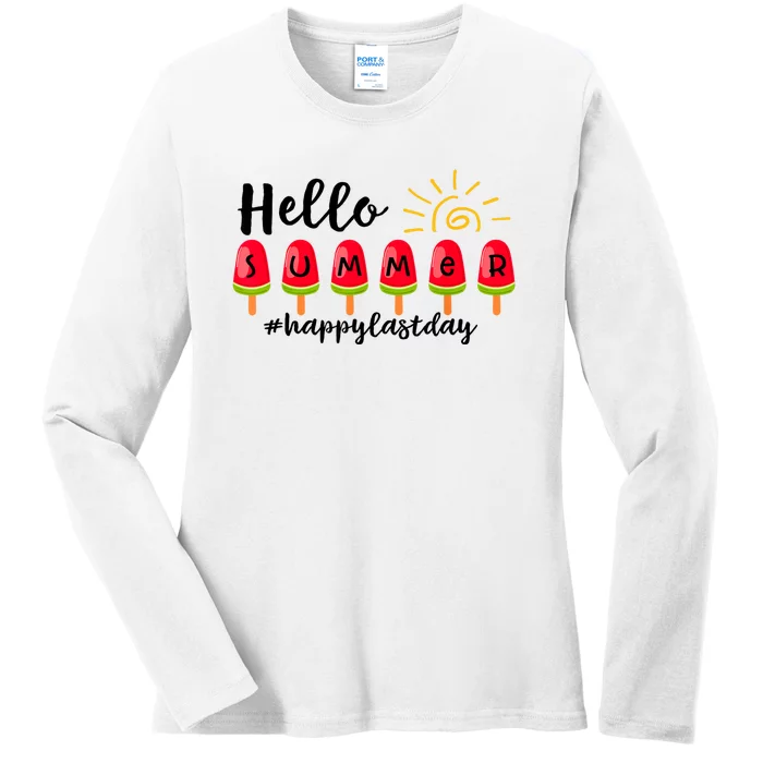 Hello Summer Happy Last Day School Teacher Student Ladies Long Sleeve Shirt