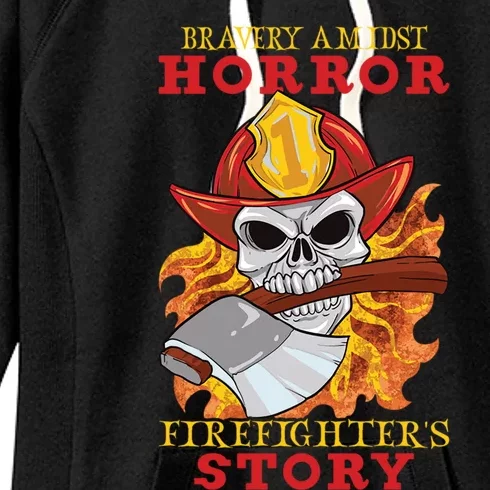 Horror Spooky Halloween Firefighter Firefighting Rescue Gift Women's Fleece Hoodie