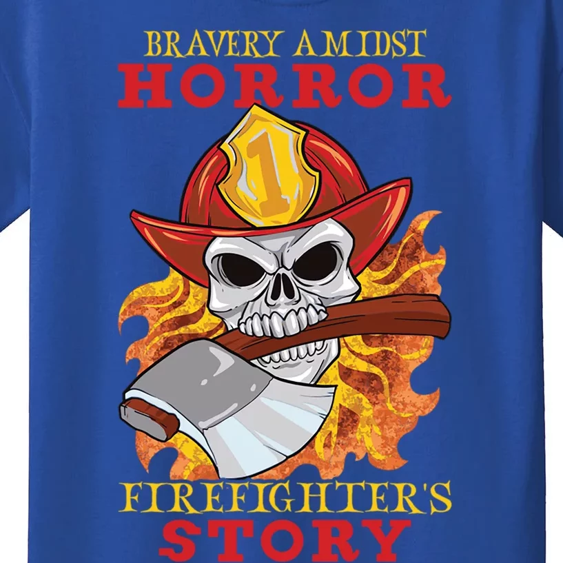 Horror Spooky Halloween Firefighter Firefighting Rescue Gift Kids T-Shirt