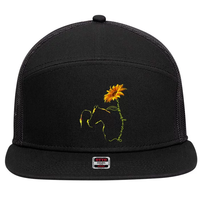 Horse Sunflower Horseback Riding Equestrian Horse Lover 7 Panel Mesh Trucker Snapback Hat