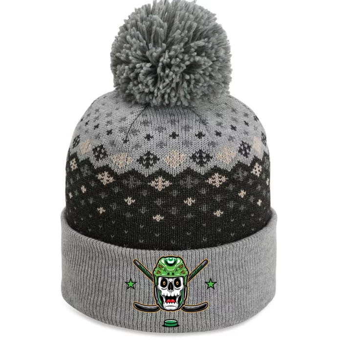 Happy St Hat Tricks Day Hockey Skull Gift The Baniff Cuffed Pom Beanie