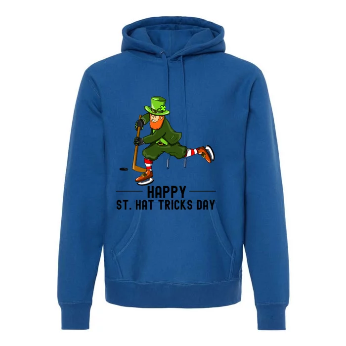 Happy St Hat Tricks Day Leprechaun Hockey Player Great Gift Premium Hoodie