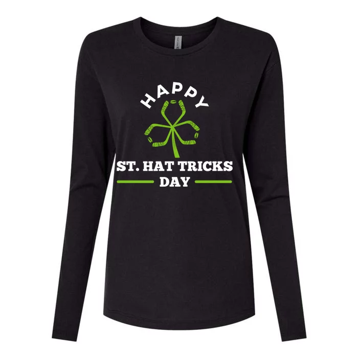 Happy St Hat Tricks Day Hockey Sticks Shamrock Gift Womens Cotton Relaxed Long Sleeve T-Shirt