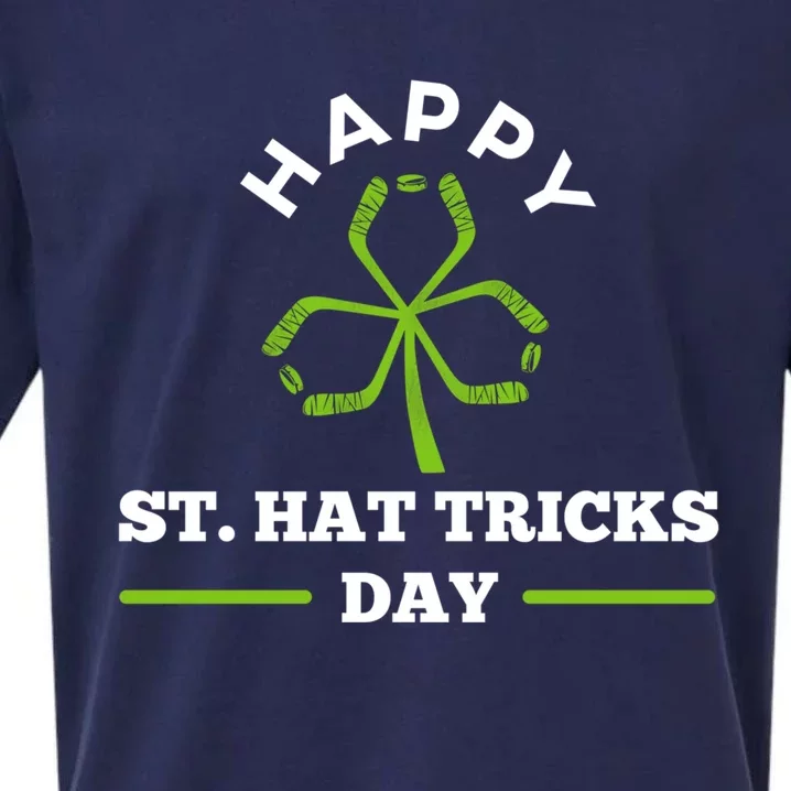 Happy St Hat Tricks Day Hockey Sticks Shamrock Gift Sueded Cloud Jersey T-Shirt