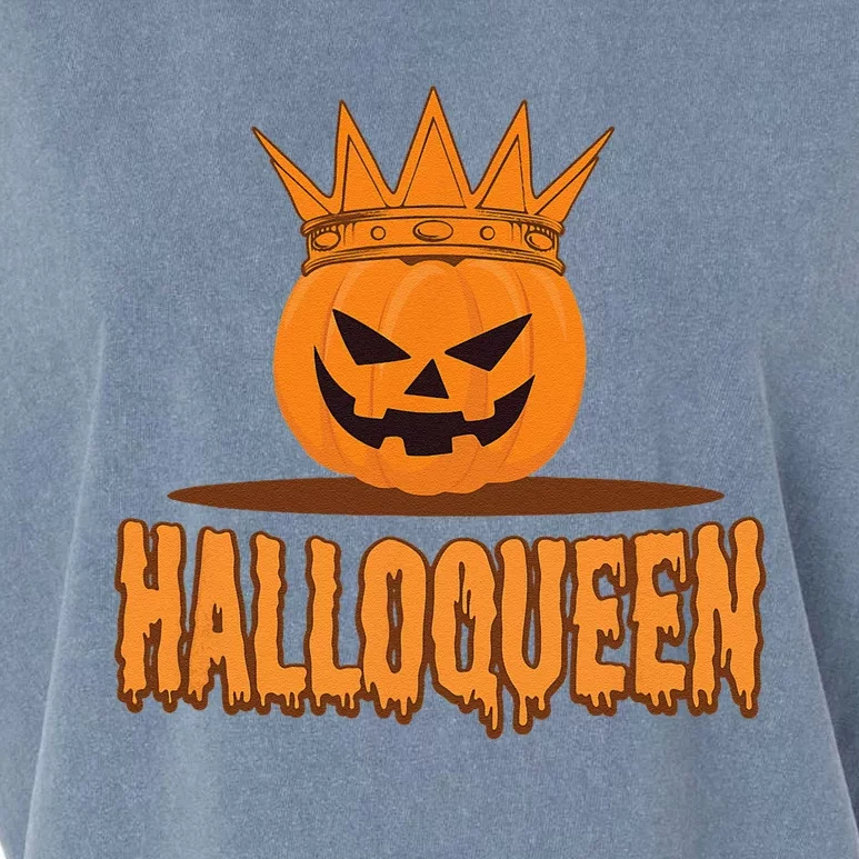 Halloqueen Spooky Happy Halloween Pumpkin Garment-Dyed Women's Muscle Tee