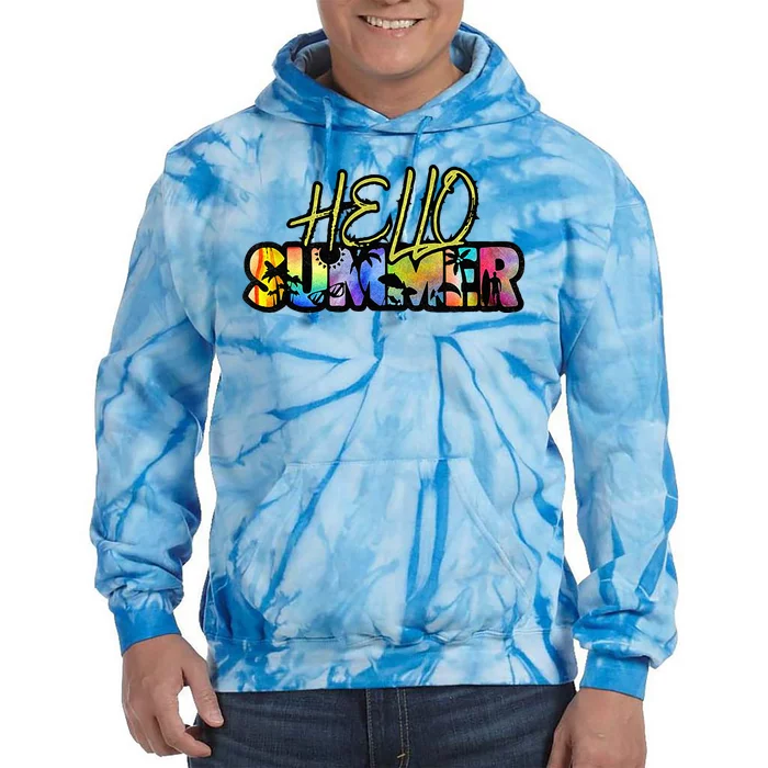 Hello Summer Hawaii Beach Summer Vacation Family Tie Dye Tie Dye Hoodie