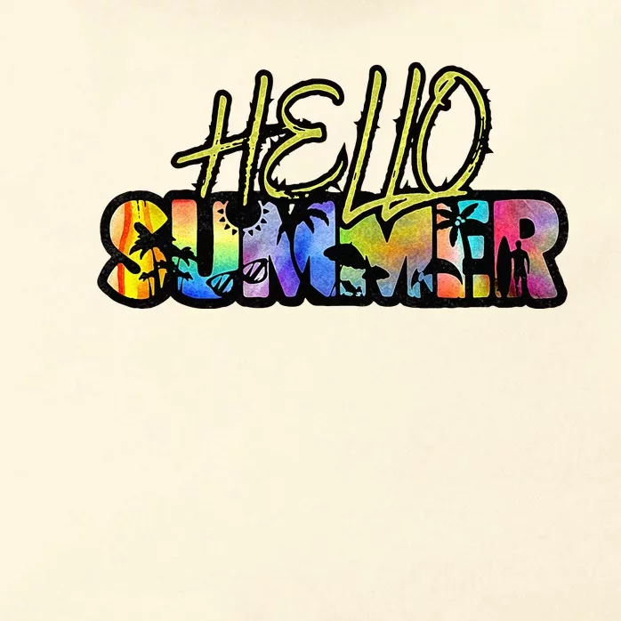 Hello Summer Hawaii Beach Summer Vacation Family Tie Dye Zip Tote Bag