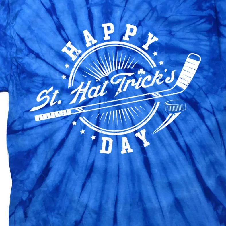 Happy St Hat Tricks Day St Patricks Day Hockey Design Gift Tie-Dye T-Shirt