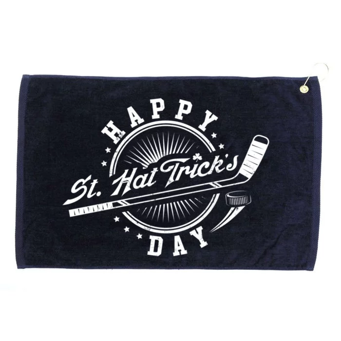 Happy St Hat Tricks Day St Patricks Day Hockey Design Gift Grommeted Golf Towel