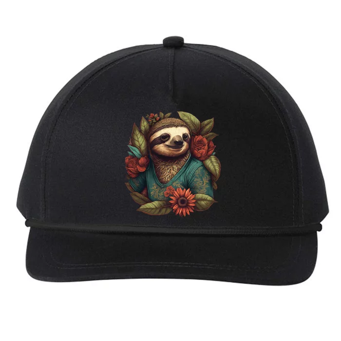 Happy-go-Lucky Sloth Snapback Five-Panel Rope Hat