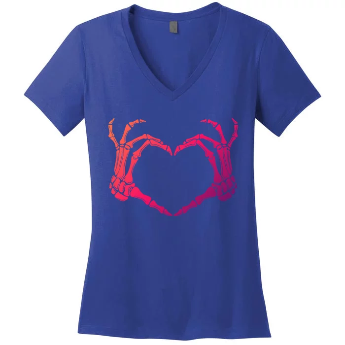 Halloween Skeleton Hands Heart Gift Tank Top Women's V-Neck T-Shirt